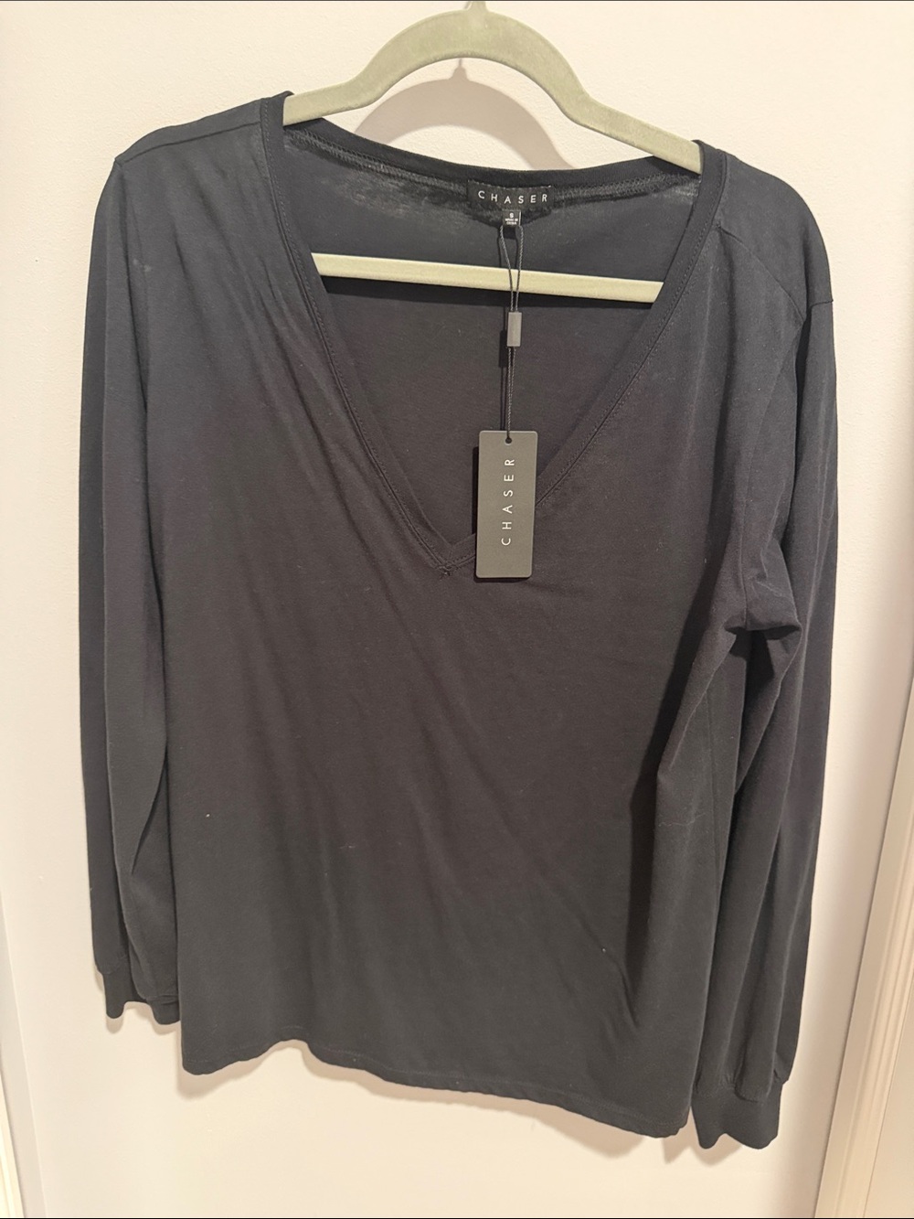 Chaser Black V-Neck Long Sleeve Tee